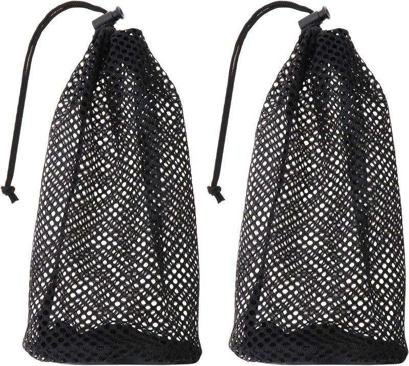 SING F LTD 2PCS Golf Ball Storage Bag - Nylon Mesh Pouch for 48-56 Balls - Drawstring Closure - Black - Image 1